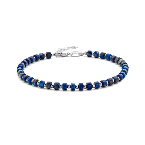 Kralenarmband Lapis 4,0 Mm 20 + 3 Cm Zilver Gerhodineerd
