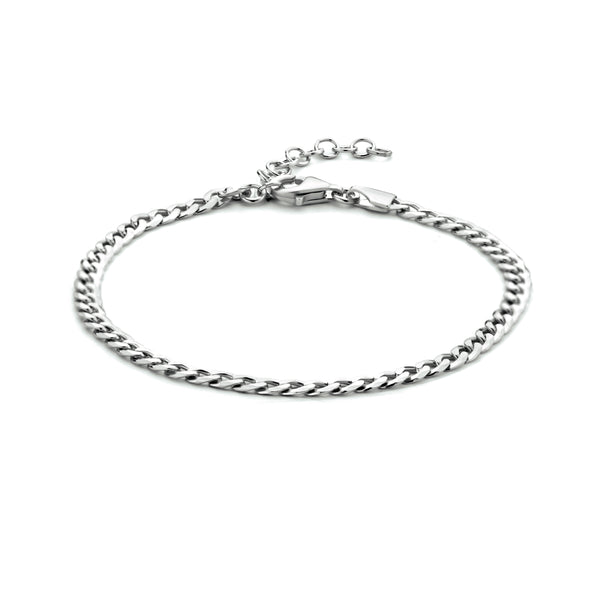 Damesarmband 3.2mm van Gerhodineerd Zilver, Gourmet 8 zijdes geslepen - Lengte 16+3cm