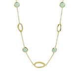 Geelgouden collier lengte 42cm+3 - Groen Aventurijn 2.80ct - 14Krt. Goud