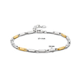 Elegantie en Stijl: 14 Karaat Goud en Zilveren Armband - Lengte 17+3cm