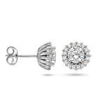 Ronde Oorknoppen van Gerhodineerd Zilver met Zirkonia - Diameter 8.5mm
