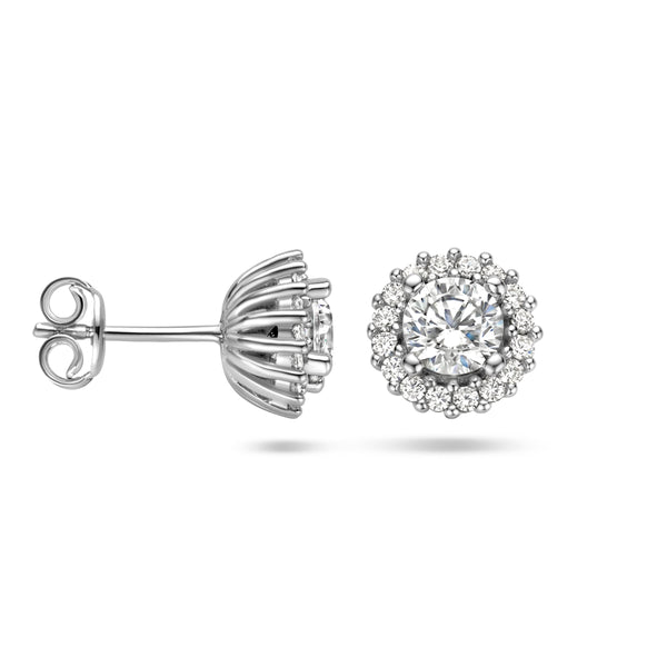 Ronde Oorknoppen van Gerhodineerd Zilver met Zirkonia - Diameter 8.5mm