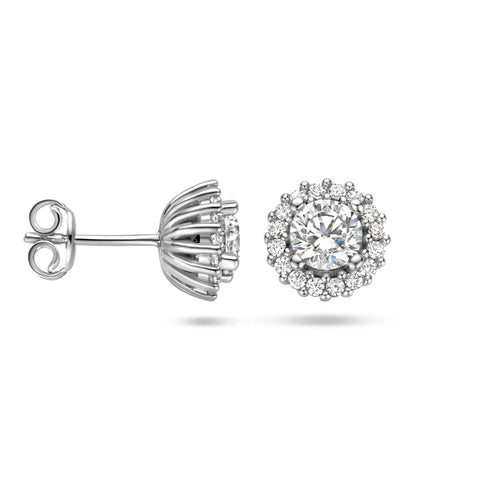 Ronde Oorknoppen van Gerhodineerd Zilver met Zirkonia - Diameter 8.5mm