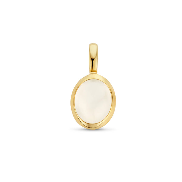 14 Karaat Geelgouden hanger met Maansteen - Formaat 9.5 x 18.5 mm