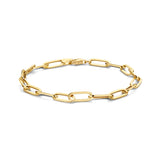 Damesarmband 5mm van 14 Karaat Geelgoud, Paperclip schakel platte buis - Lengte 18.5cm