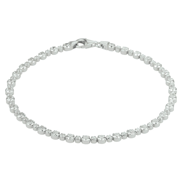 Dames Tennisarmband van Gerhodineerd Zilver met Zirkonia 3mm - Lengte 18cm