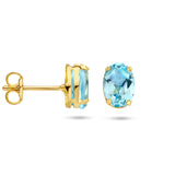 Oorknoppen Blauw Topaas 1.60ct (2x 0.80ct) 14 Karaat Geelgoud - Formaat 5 x 7 mm