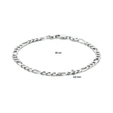 Damesarmband 4mm van Gerhodineerd Zilver, Figaro schakel - Lengte 20 cm