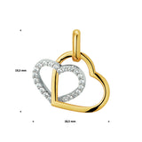 Hartvormige hangers 18.5 x 19.5 mm met Zirkonia, van Bicolor 14 Karaat Geel- en Witgoud