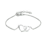 Damesarmband van Gerhodineerd Zilver met Twee Hartjes - Lengte 16+3cm