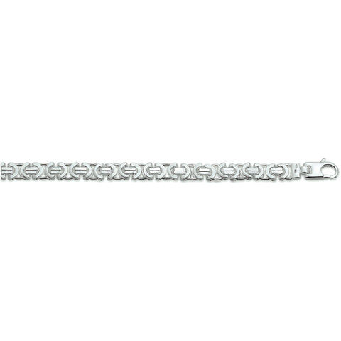 Herenarmband 6.5mm van 925 Zilver, Platte Koningsschakel - Lente 20cm