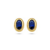 Oorknoppen met Saffier 0.62ct (2x 0.31ct), 14 Karaat Geelgoud - Formaat 5x7mm