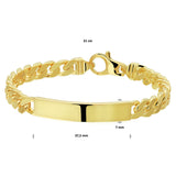 Heren Graveerarmband - 14 Karaat Geelgoud - Gourmet Schakel - Lengte 21cm