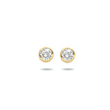 Ronde Oorknoppen met Zirkonia 4.5mm, 14 Karaat Geelgoud