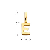 Letter E - Hanger van 14 Karaat Geelgoud - 3 x 9.5 mm