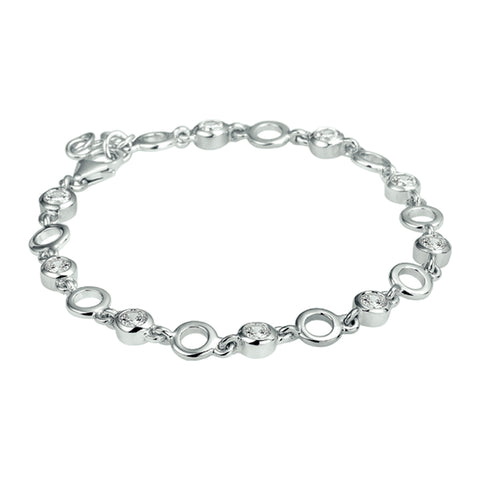 Armband Zirkonia 18 + 2 Cm Zilver Gerhodineerd