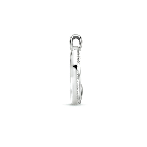 Hartvormige hanger 18 x 17 mm met Zirkonia van Gerhodineerd Zilver