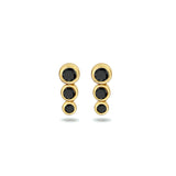 14 Karaat Geelgouden Oorknoppen met Zwart Zirkonia - Formaat 3.5x8.5mm