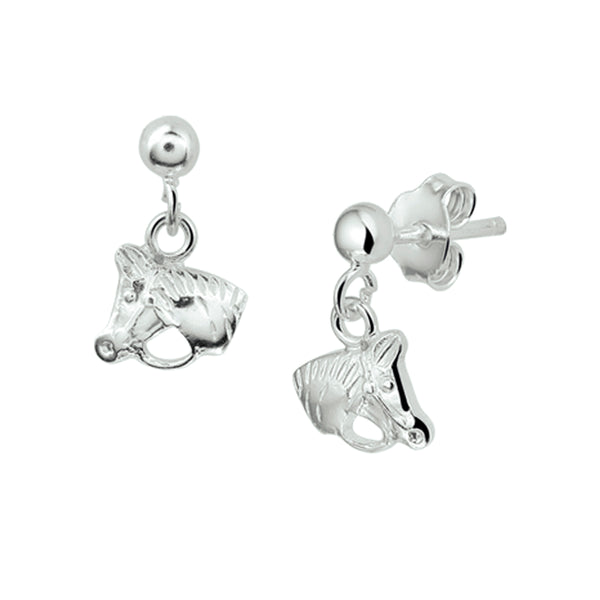 925 Zilveren kinderoorhangers Paardenhoofd - Formaat 8.5 x 13 mm