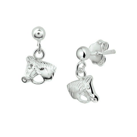 925 Zilveren kinderoorhangers Paardenhoofd - Formaat 8.5 x 13 mm