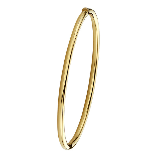 Damesarmband, Bangle van 14 Karaat Geelgoud, Ronde buis met scharnier - Diameter 60mm