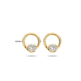 Oorknoppen met Zirkonia van 14 Karaat Geelgoud - Diameter 3.5mm