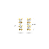 Oorknoppen met Diamant 0.05ct (2x 0.025ct) van 14 Karaat Geelgoud - Formaat 1.5x4.5mm