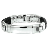 Herenarmband 14.5mm van Edelstaal en Leder - Lengte 21cm