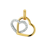 Hartvormige hangers 18.5 x 19.5 mm met Zirkonia, van Bicolor 14 Karaat Geel- en Witgoud