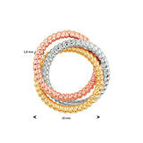 Hanger Tricolor - Geel- Wit en Roségoud - Drie ringen Diameter 10mm