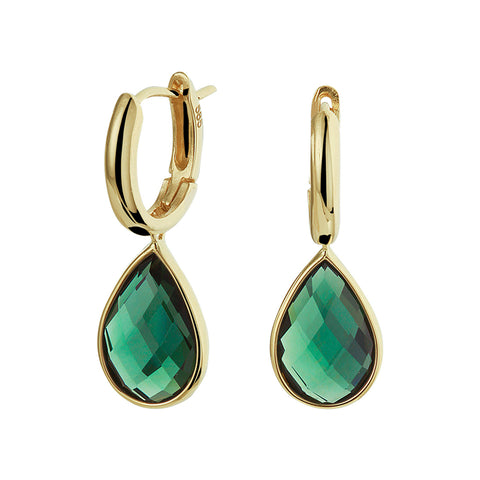 Klapoorringen Groen Toermalijn 4.20ct (2x 2.10ct) 14 Karaat Geelgoud