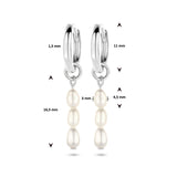 Gerhodineerd Zilveren klapoorringen met Parels 3 x 4.5 mm