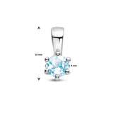 Geboortesteenhanger Maart met Aquamarijn van Gerhodineerd Zilver - Formaat 5 x 10mm