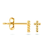 Oorknoppen Kruis van Bolletjes 14 Karaat Geelgoud - Formaat 2.5x4.5mm