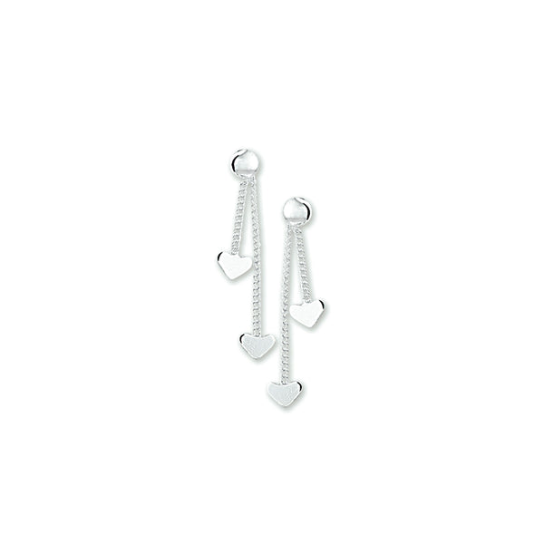 925 Zilveren kinderoorhangers Hartjes - Formaat 4.3 x 28 mm