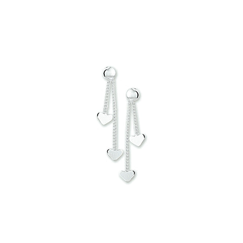 925 Zilveren kinderoorhangers Hartjes - Formaat 4.3 x 28 mm
