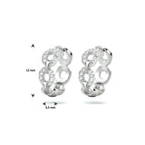 Gerhodineerd Zilveren Klapoorringen met een Schakelmotief gevuld met Zirkonia - Formaat 3.5x12mm