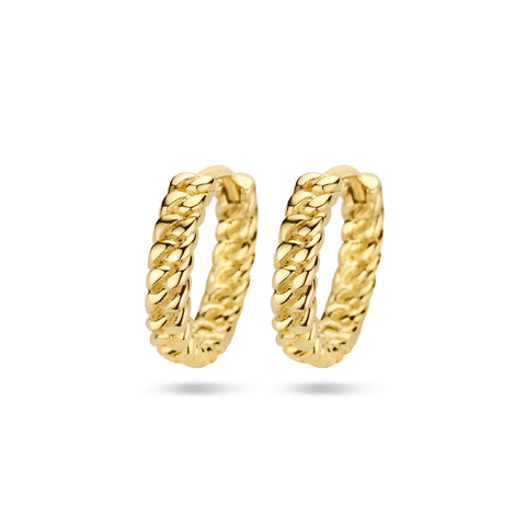 14 Karaat Geelgouden Klapoorringen Schakelmotief - Diameter 13.5 en Breedte 3mm
