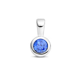 Hanger met Synthetische Geboortesteen December | Tanzaniet met Gerhodineerd Zilver - Formaat 5.5 x 11mm