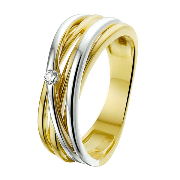 Ring Diamant 0.04ct H Si Goud (Bicolor Goud Geel/Wit)
