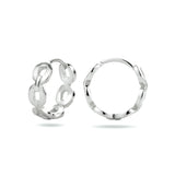 Klapoorringen met een Schakelmotief van Gerhodineerd Zilver - Formaat 3.5x12mm