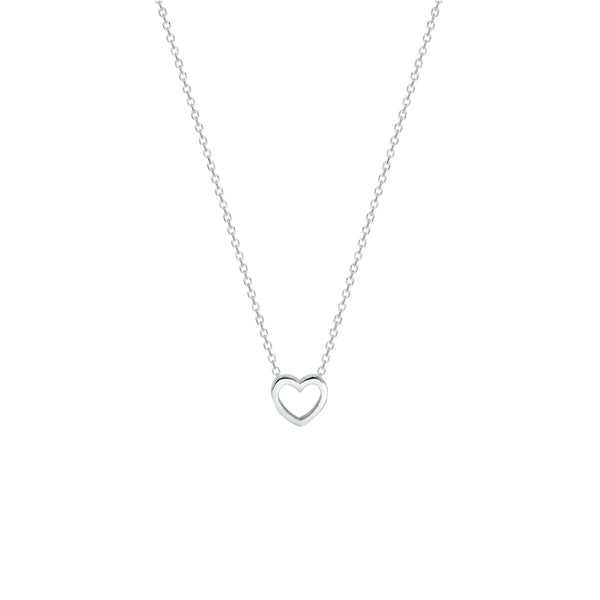 Kindercollier van Gerhodineerd Zilver, Ankerschakel 1.0mm met Harthanger - lengte 36+4cm