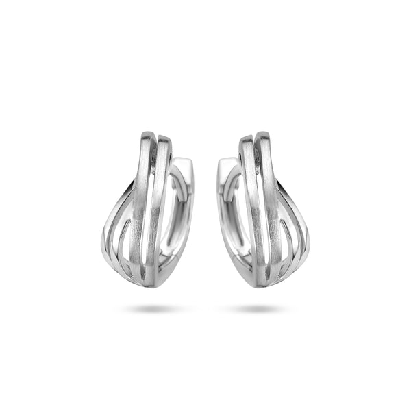 Klapoorringen van Gerhodineerd Zilver Glanzend en Mat - Formaat 5.5x13.5mm