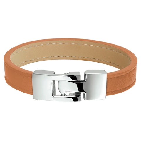 Damesarmband 10mm van Edelstaal en Leer - Lengte 18.5cm