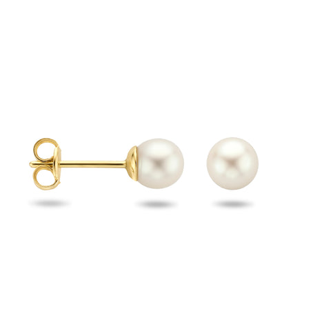 Oorknoppen met Parel 5.5mm en 14 Karaat Geelgoud