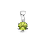Geboortesteenhanger Augustus | Peridot | Gerhodineerd zilver | Formaat 5 x 10mm