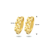 14 Karaat Geelgouden Klapoorringen Schakelmotief - Diameter 12.5mm en Breedte 3.5mm