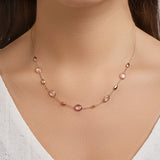 Collier Amethist En Rozenkwarts 1,1 Mm 42   45 Cm Goud (Roségoud)