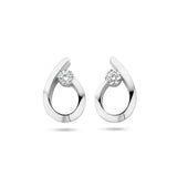 Oorknoppen Druppelvorm met Zirkonia van Gerhodineerd Zilver - Formaat 6.5x10.5mm