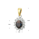 Bicolor Geel- en Witgouden Hanger met Saffier 0.50ct en Diamant 0.10ct - Formaat 4x14mm